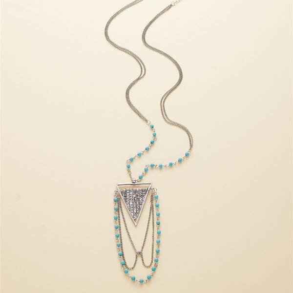 

Triangle Bead Charm Necklace, Silver
