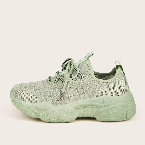 

Lace-up Front Knit Chunky Sneakers, Green