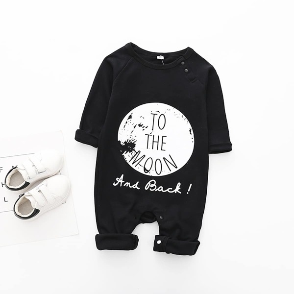 

Toddler Boys Moon And Slogan Graphic Jumpsuit, Black