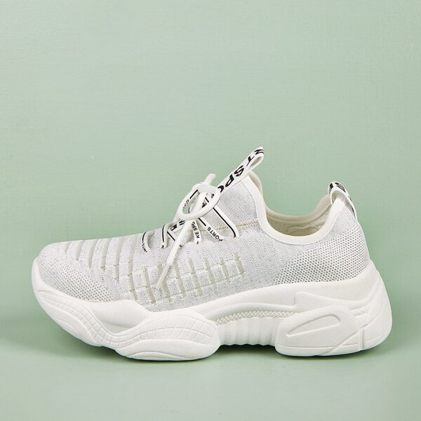 

Lace-up Front Knit Chunky Sneakers, White