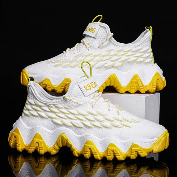 

Мужские трикотажные кроссовки на шнурках, Жёлтые