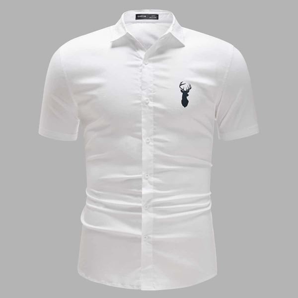 

Men Elk Print Shirt, White