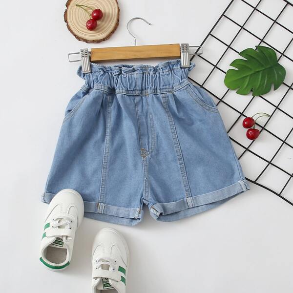 

Toddler Girls Elastic Waist Denim Shorts, Medium wash