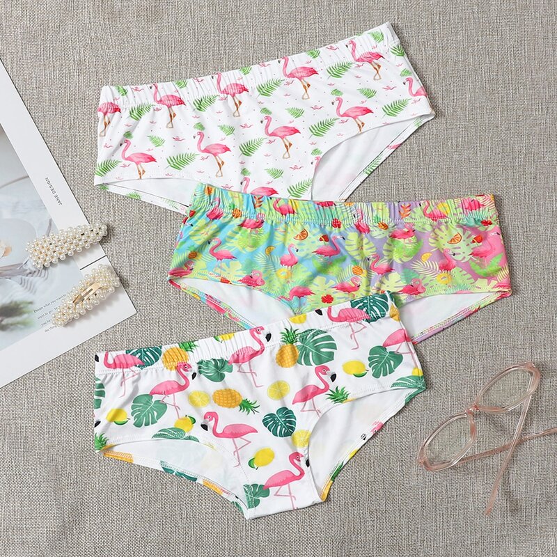 

3pack Tropical & Flamingo Print Panty Set, Multicolor