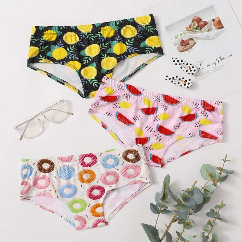 

3pack Fruit & Donut Print Panty Set, Multicolor