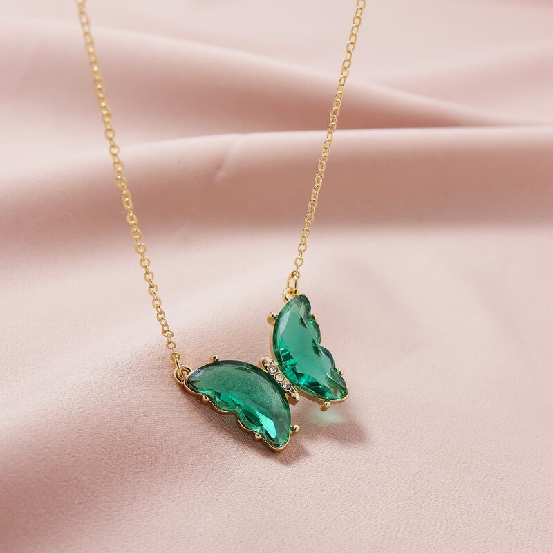 

Butterfly Charm Necklace, Green