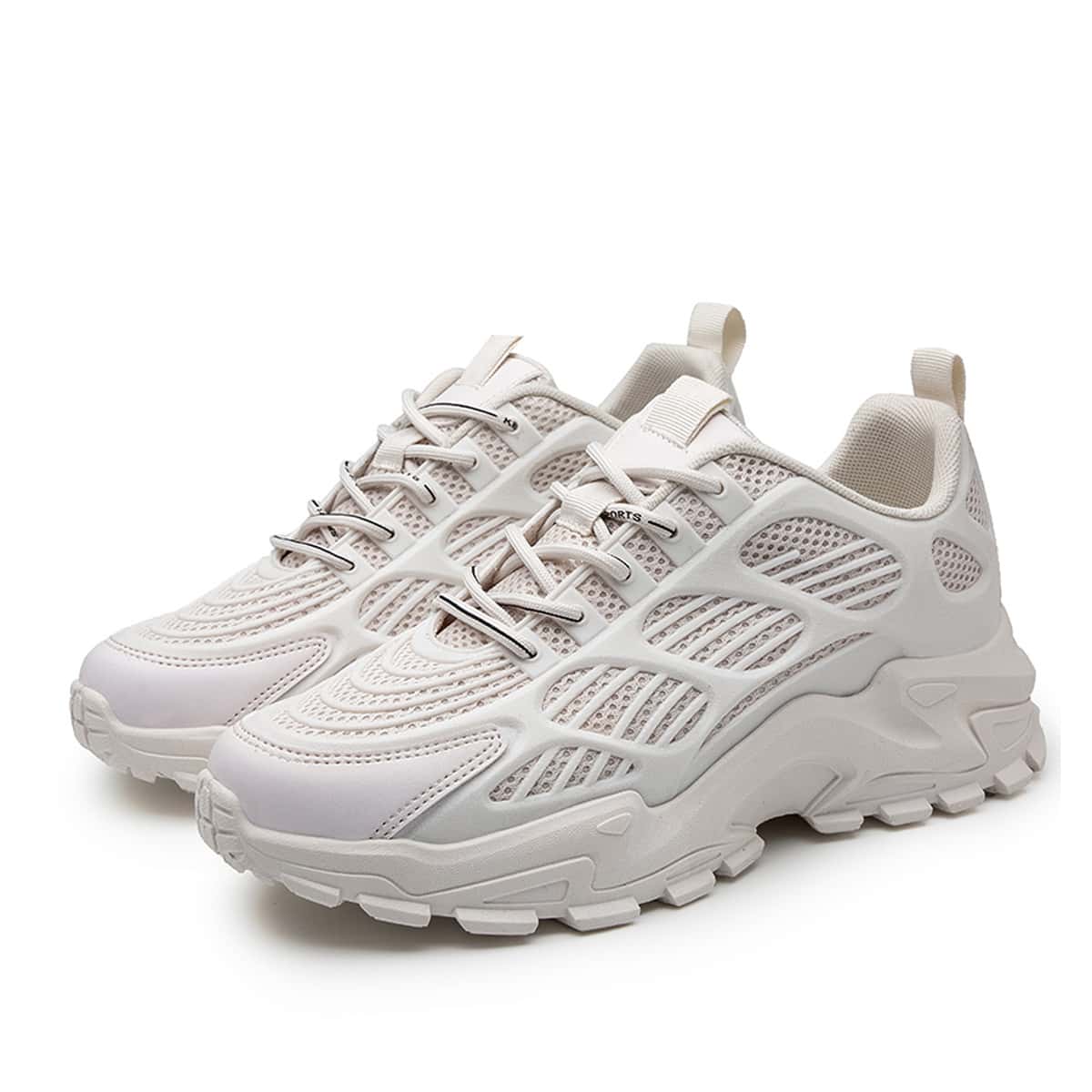 

Guys Lace-up Front Wide Fit Chunky Sneakers, Beige
