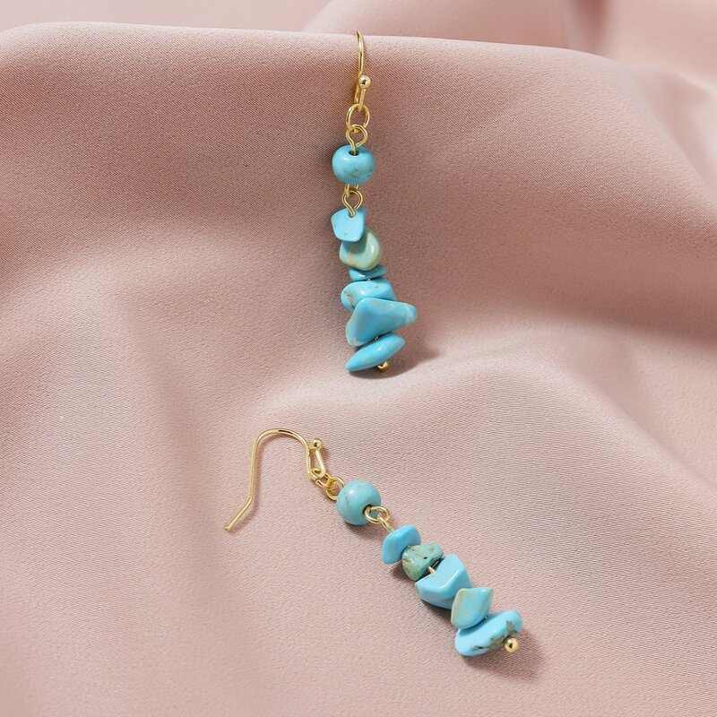 

Turquoise Beaded Drop Earrings, Blue