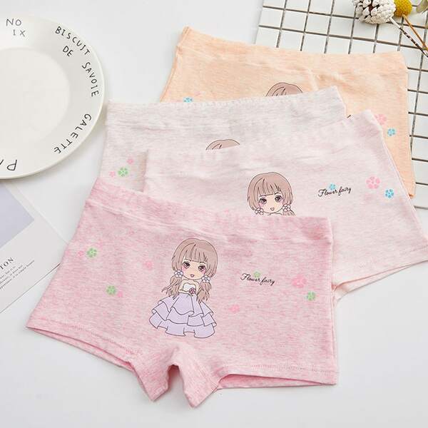 

Toddler Girls 4pcs Cartoon Figure Graphic Underwear, Multicolor