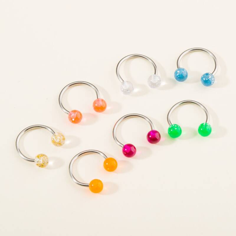 

7pcs Ball Decor Nose Ring, Multicolor