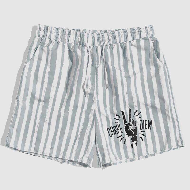 

Guys Letter Graphic Striped Shorts, Multicolor
