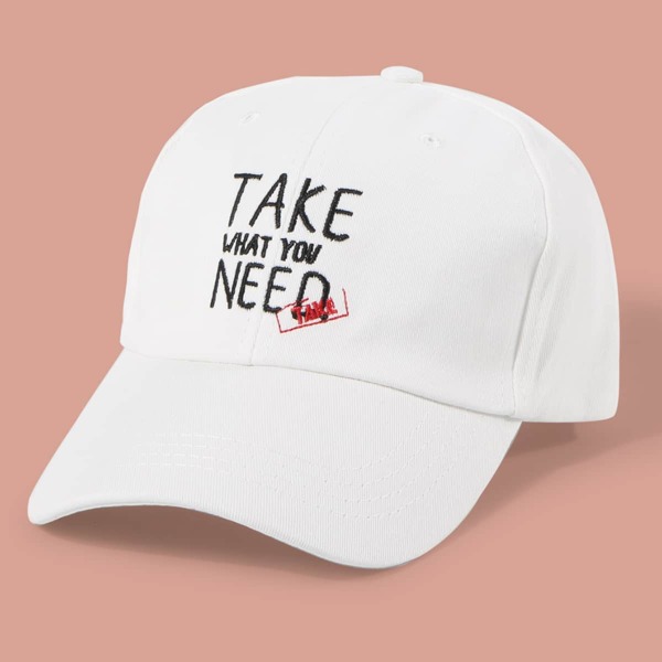 

Slogan Embroidery Bucket Hat, White