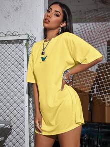 SHEIN Unity T-shirt Hewan Kuning Casual - Kuning - View 4