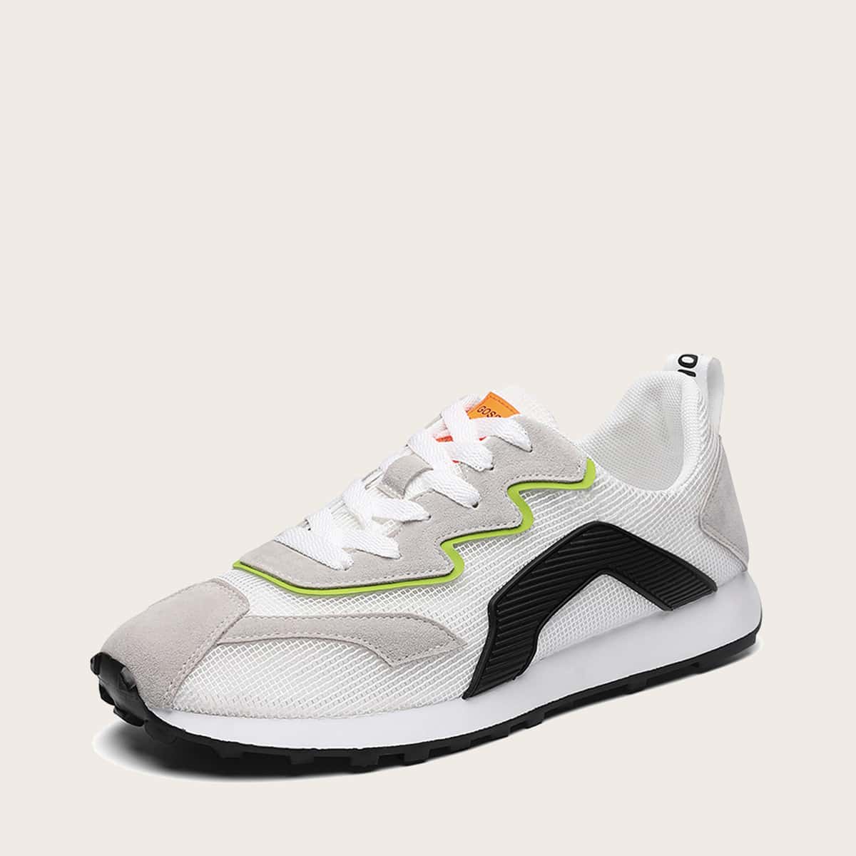 

Guys Lace-up Front Mesh Panel Low Top Sneakers, Black and white