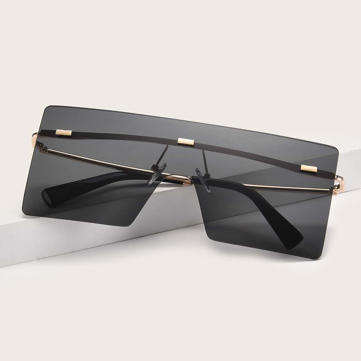 

Flat Top Rimless Sunglasses, Black