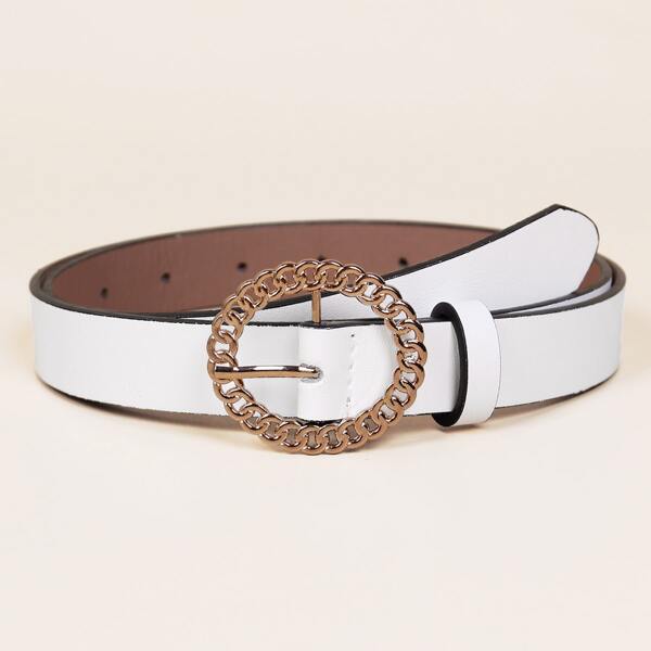 

Round Chain Buckle Belt, White