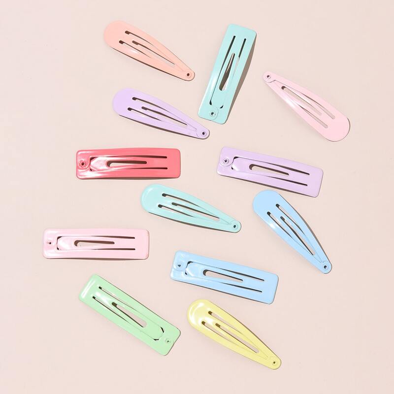 

12pcs Colorful Hair Clip, Multicolor