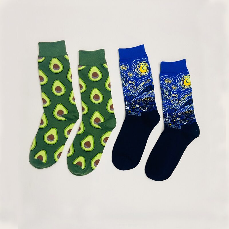 

2pairs Avocado Pattern Socks, Multicolor
