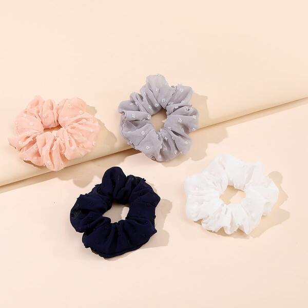 

4pcs Chiffon Scrunchie, Multicolor