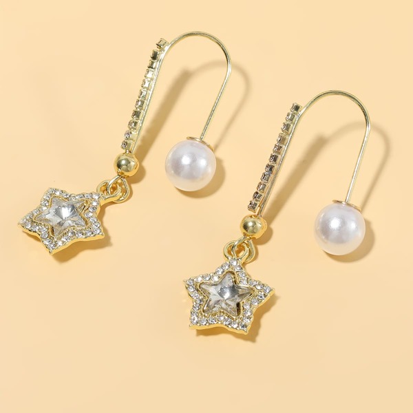 

Rhinestone Star Drop Earrings, Gold