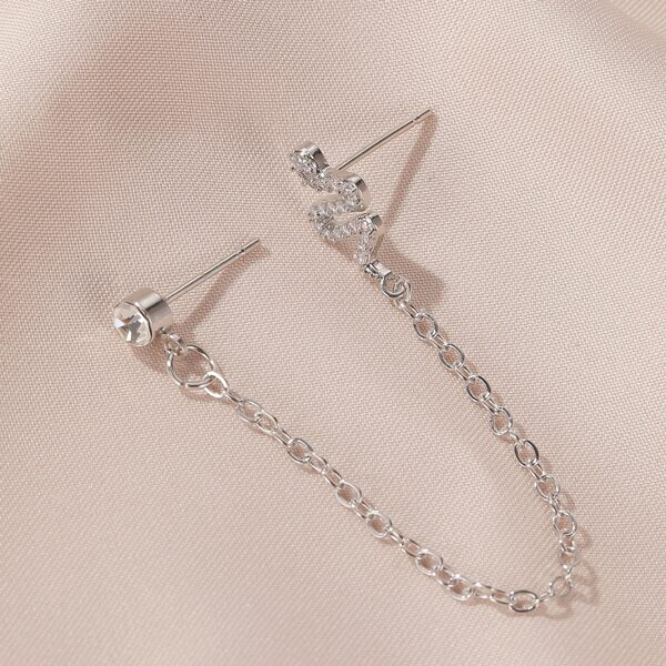 

Rhinestone Snake Design Earrings, Silver