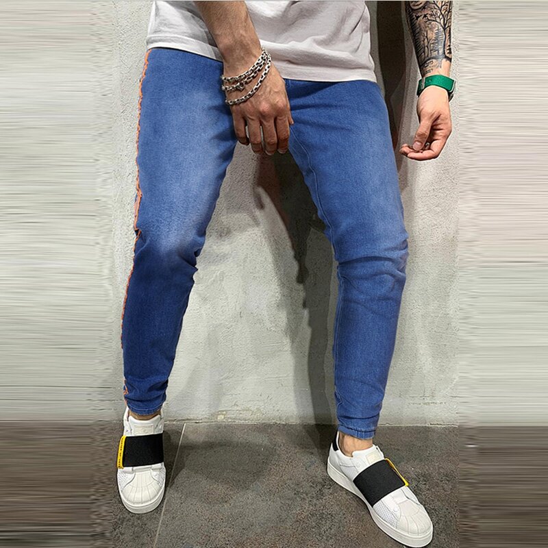 

Guys Side Reflective Striped Jeans, Medium wash