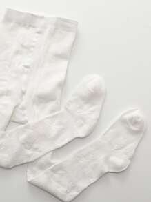 1 件装春夏季婴儿紧身裤透气蝴蝶结设计防蚊裤和长袜 - 白色 - 查看 3