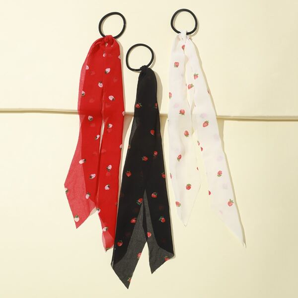 

3pcs Girls Strawberry Pattern Hair Tie, Multicolor