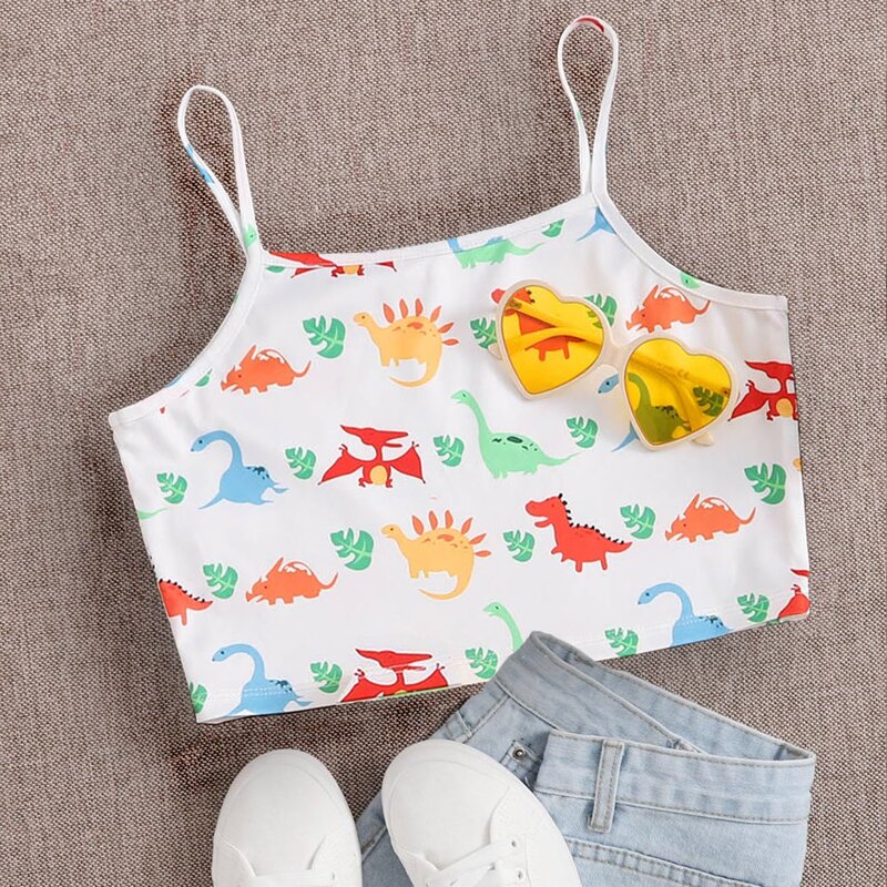 

Dinosaur Graphic Crop Cami, Multicolor