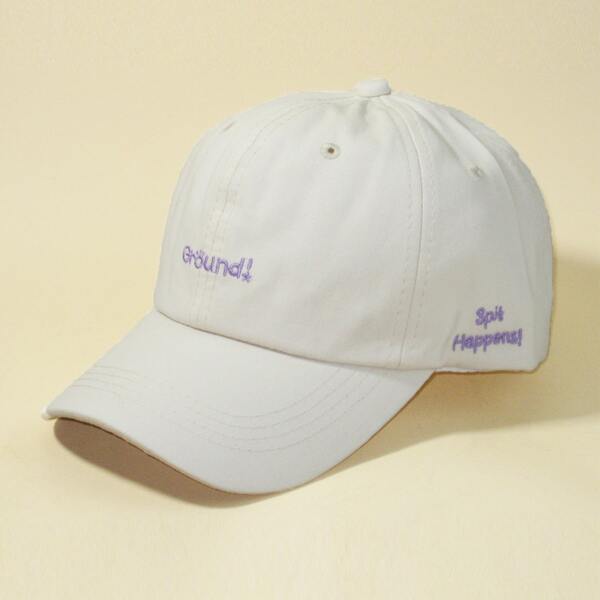 

Letter Embroidery Baseball Cap, Beige