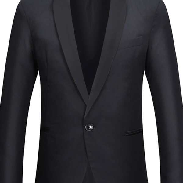 

Men Solid Shawl Collar Blazer, Black