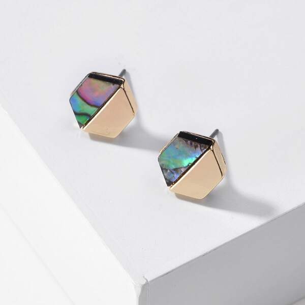 

Shell Geometric Stud Earrings, Multicolor