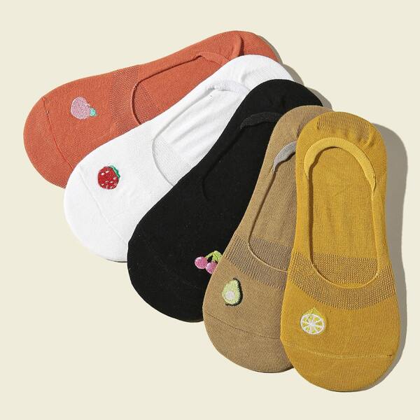 

5pairs Fruit Embroidery Socks, Multicolor