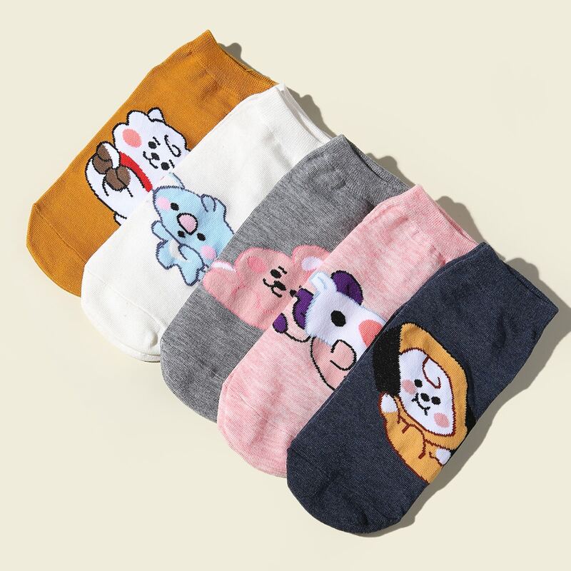 

5pairs Cartoon Graphic Socks, Multicolor