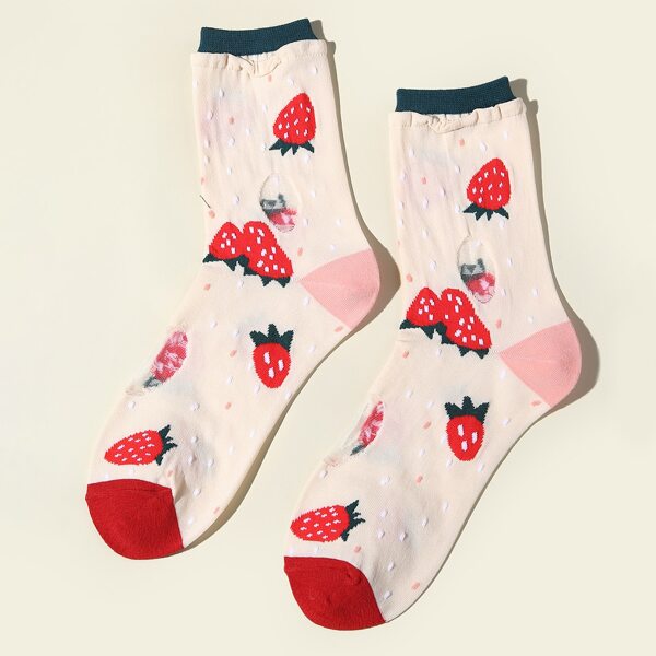 

Fruit Pattern Socks, Pink