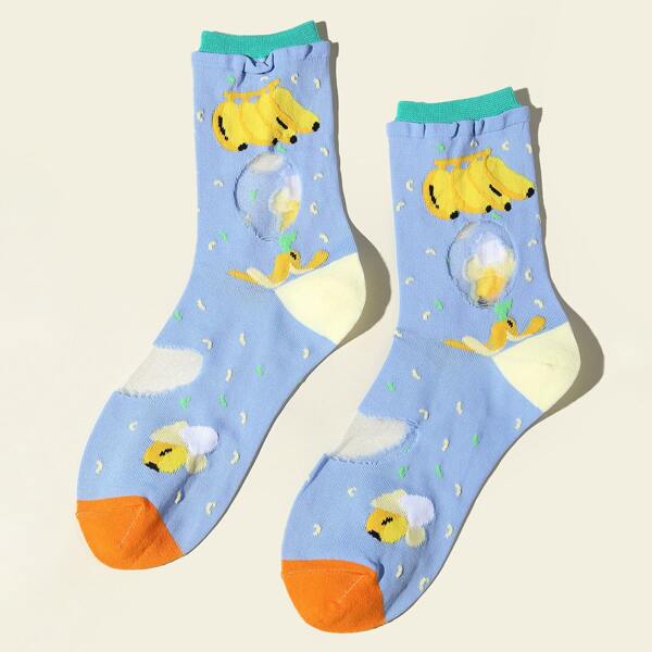 

Fruit Pattern Socks, Blue
