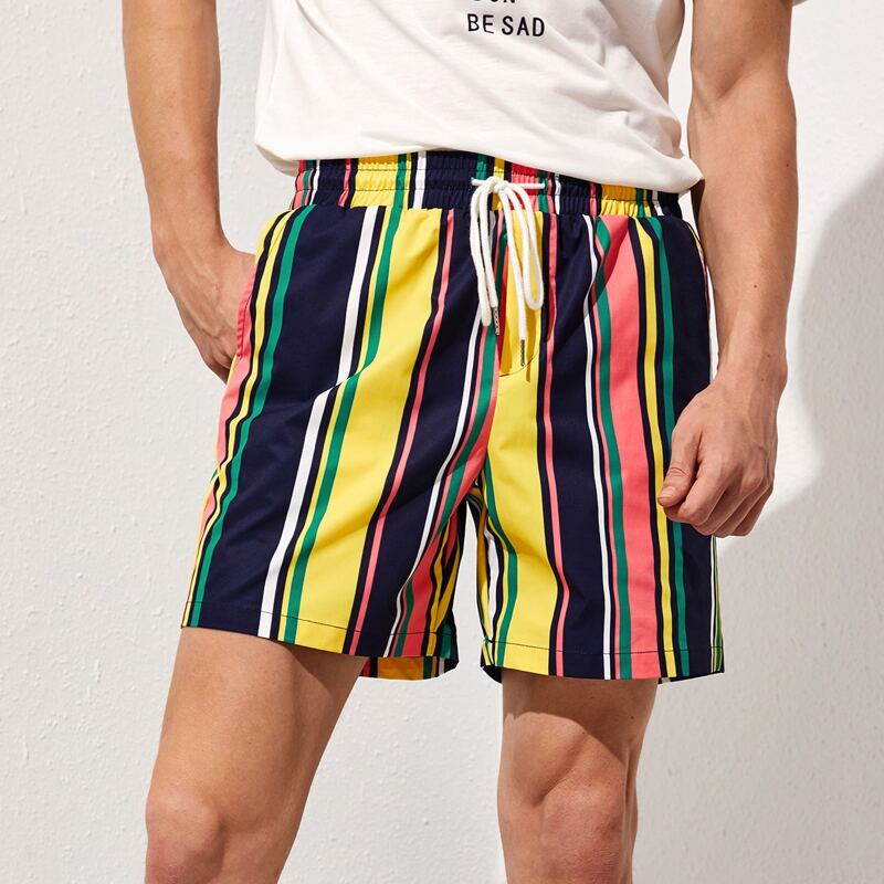 

Guys Drawstring Waist Striped Shorts, Multicolor