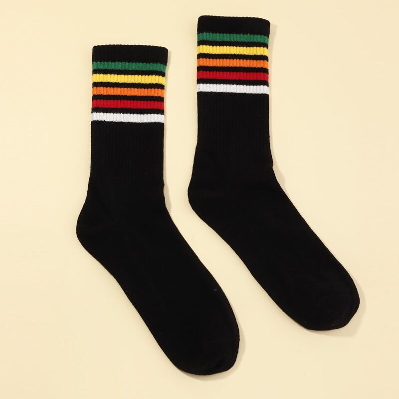 

Guys Striped Pattern Socks, Black