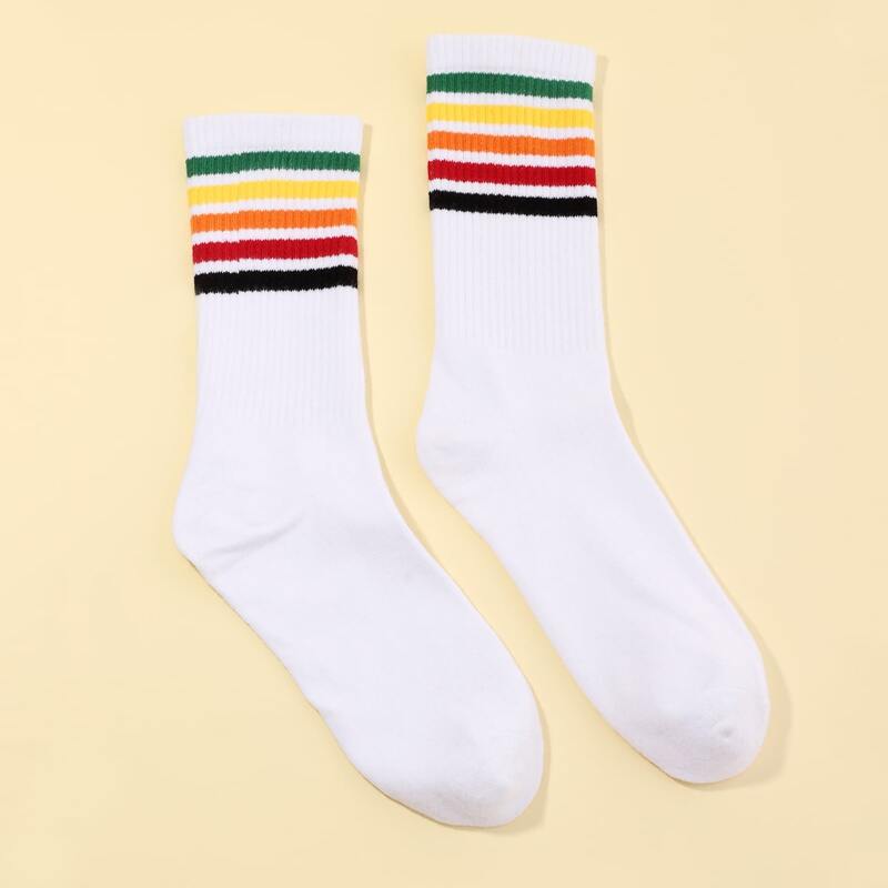 

Guys Striped Pattern Socks, White