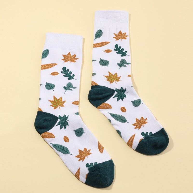 

Guys Leaf Pattern Socks, Multicolor
