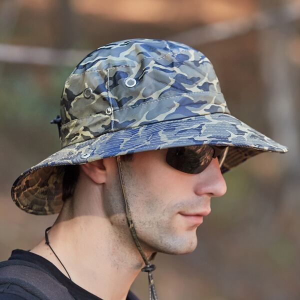 

Men Camo Pattern Bucket Hat, Khaki