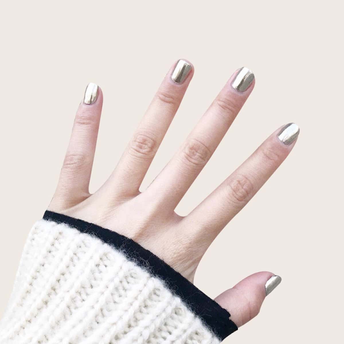 

24pcs Mirror Surface False Nail, Silver