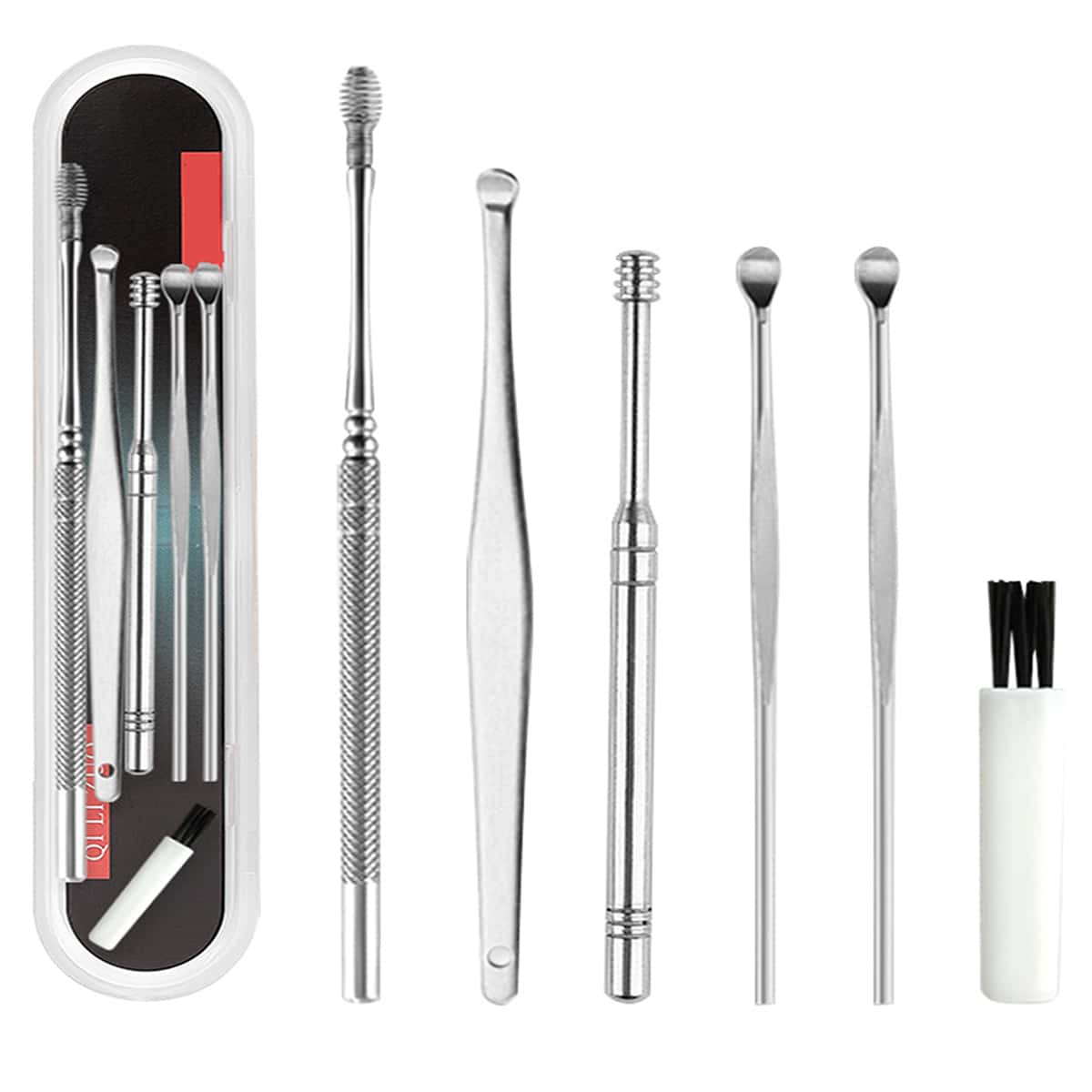

6pcs Stainless Steel Ear Cleaner Set, Silver
