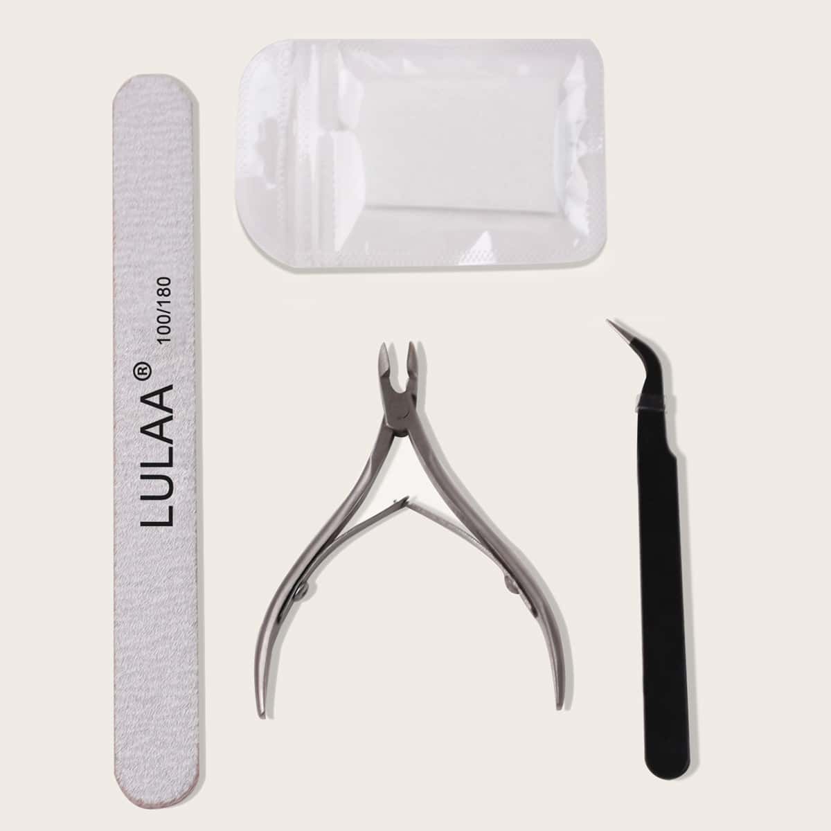 

20pcs Nail Fiber Sheet & 1pc Tweezer & 1pc Dead Skin Shear & 1pc Nail File, White