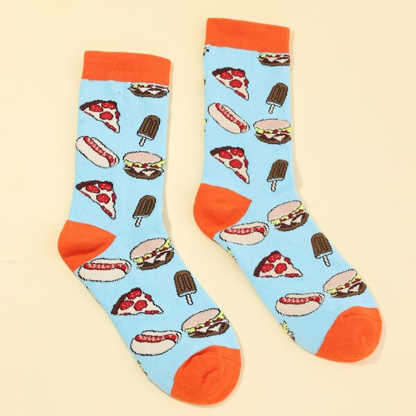 

Men Pizza Pattern Socks, Multicolor