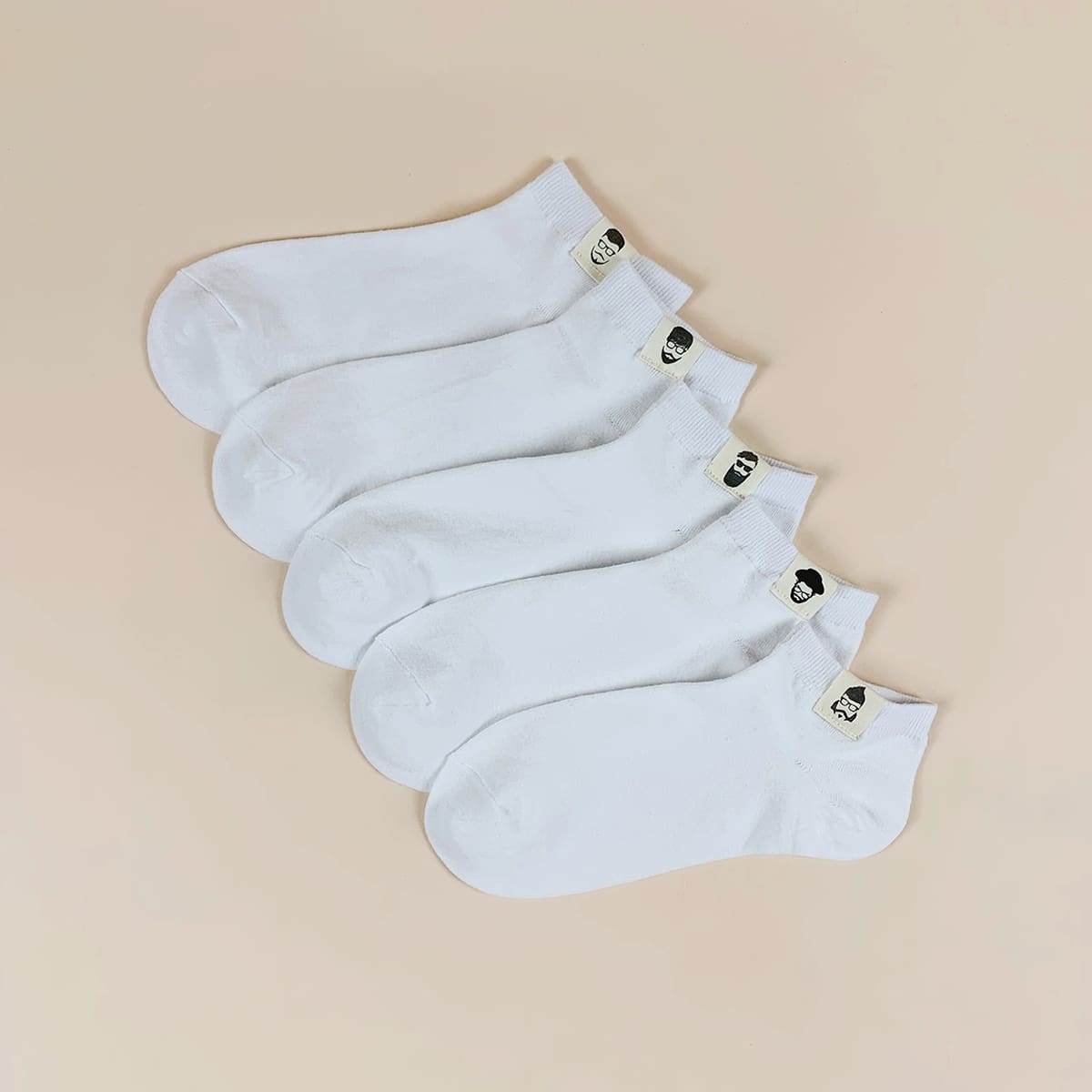 

5pairs Guys Patched Socks, White