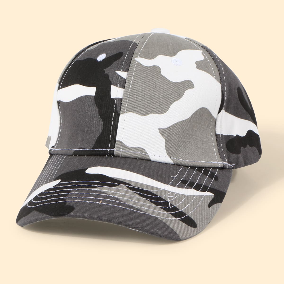 

Guys Camo Pattern Baseball Cap, Black and white
