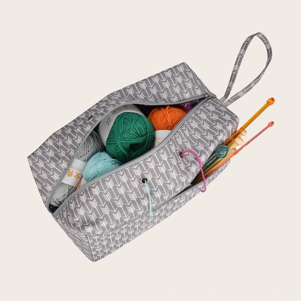 

Arrow Print Storage Bag, Grey