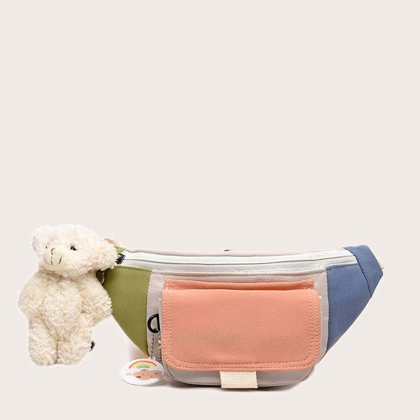 

Teddy Bear Decor Colorblock Fanny Pack, Multicolor