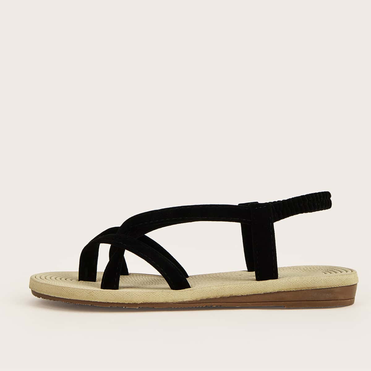 

Toe Post Cross Strap Sandals, Black